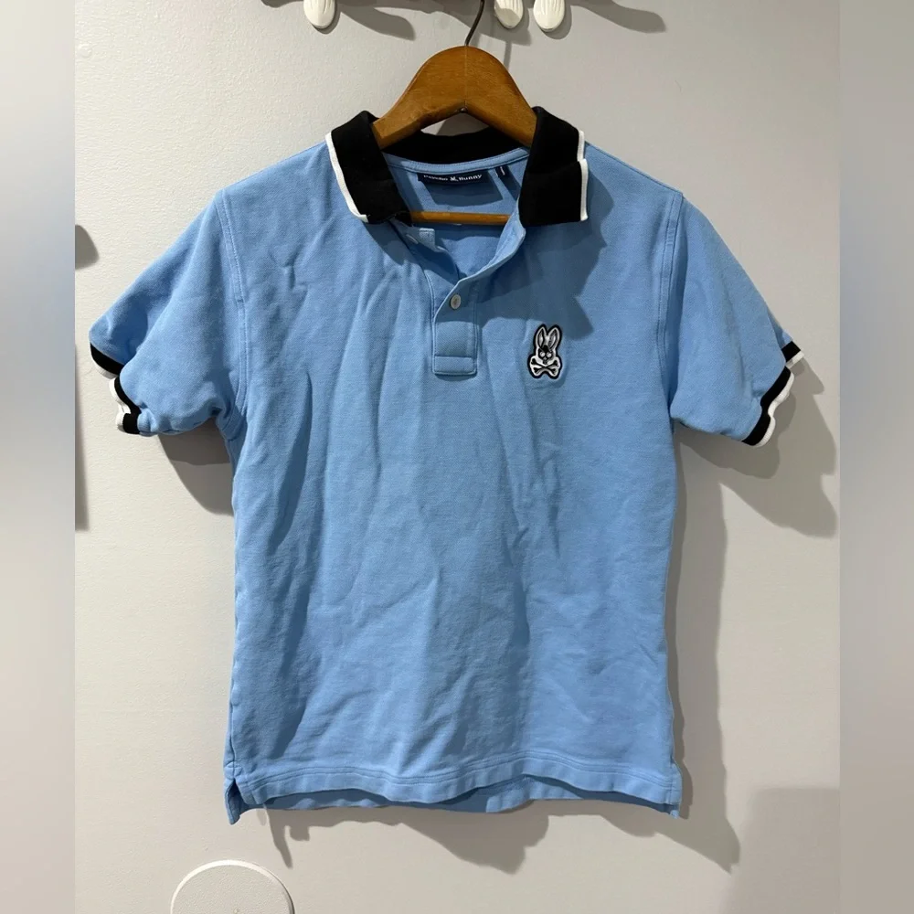 Psycho Bunny Polo Shirt Boy XL Blue Short Sleeve Pima Cotton Youth Kid 18/20‎ I